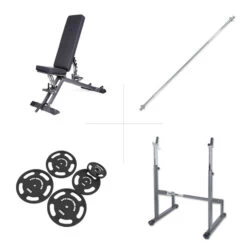Panca Per I Pesi Taurus B900 Con Piano Di Appoggio Bilanciere E Set Da 75 Kg - Fitshop